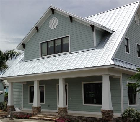 exterior silver metal roof house color combinations|homes with blue metal roof.